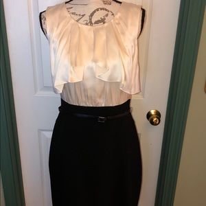 Sz 12 BCBG Cream & Black Dress